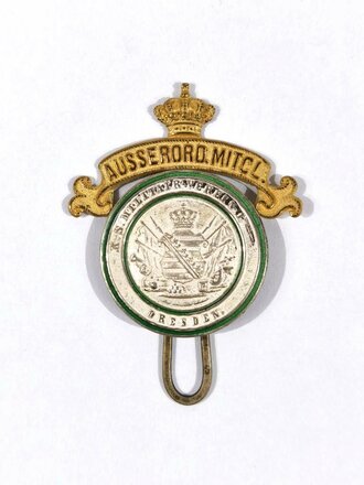 Sachsen, Militärverein Dresden "Königlich Sächsischer Militairverein Dresden", Abzeichen für außerordentliche Mitgliedschaft "Ausserord. Mitcl.", 44 mm, gebraucht