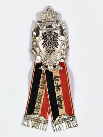 Elsass-Lothringen, Krieger Landes Verband, Mitgliedsabzeichen in Silber mit Band, Krieger Verein Colmar, 58 mm, guter Zustand