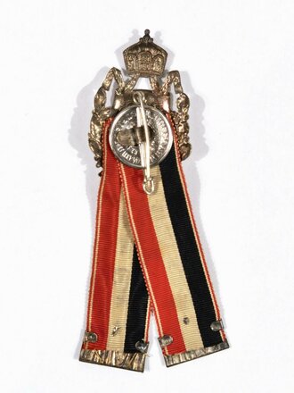 Elsass-Lothringen, Krieger Landes Verband, Mitgliedsabzeichen in Silber mit Band, Krieger Verein Colmar, 58 mm, guter Zustand
