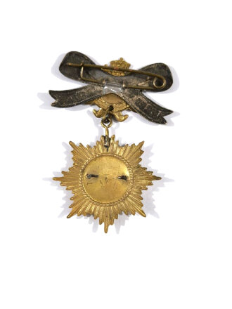 Kriegerverein, Abzeichen "Für Treue Mitgliedschaft" mit Eisernem Kreuz mittig, Stern mit Emblem "25", 25 Jahre, ca. 50 mm / 41 mm, gebraucht
