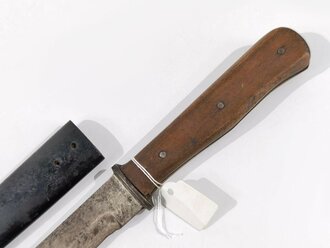 Stiefelmesser Wehrmacht, ungereinigtes Stück, Scheide original lackiert