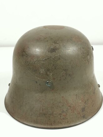 1.Weltkrieg Stahlhelm Modell 1916, feldgrauer Originallack, originales Innenfutter, dieses defekt. In allen Teilen originales Stück