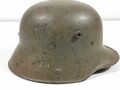 1.Weltkrieg Stahlhelm Modell 1916, feldgrauer Originallack, originales Innenfutter, dieses defekt. In allen Teilen originales Stück