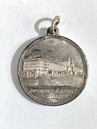 Kaiserreich 1907, Medaille "Infanterie Kaserne Celle - Zur Erinnerung an den Regimentsappell am 2. Juni 1907 - 77", 2. Hannoversches Infanterie Regiment Nr. 77, 28 mm, gebraucht