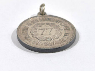 Kaiserreich 1907, Medaille "Infanterie Kaserne Celle - Zur Erinnerung an den Regimentsappell am 2. Juni 1907 - 77", 2. Hannoversches Infanterie Regiment Nr. 77, 28 mm, gebraucht