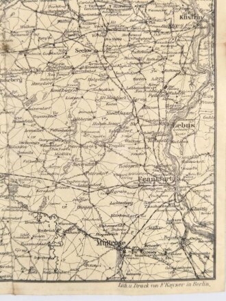 Kaiserreich, Landkarte auf Textil, "Übersichts-Karte von dem Gelände der Herbstübungen des Garde-Corps", 1:300.000, Kriegsministerium, 1903, 27 x 35 cm, mehrfach gefaltet, gebraucht, fleckig, Klebereste