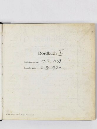 Bordbuch für das Flugzeug"D-2682" (W. No. 630), 19.5.1933 bis 8.4.1934, 1677 bestätigte Flüge, Stempel "Polizeipräsidium Flugwache Mannheim", 99 Seiten, 23 x 22 x 2 cm, guter gebrauchter Zustand