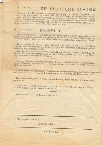 Ostpreußen, NSG KdF, Programmblatt "Städtische Schauspiele Zoppot-Gotenhafen", 27. September 1943, 4 Seiten, DIN A5, gefaltet, gebraucht