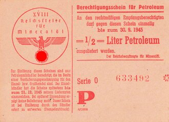 "Berechtigungsschein für Petroleum", XVIII...