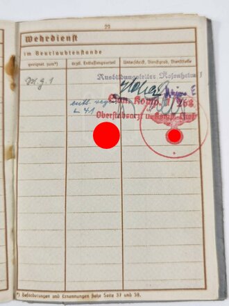 Wehrpaß eines Sanitäters des 1. Infanterie Regiments 468 aus Berchtesgaden, Einsatz zwischen Mosel und Rhein 1939, Stellungskämpfe südwestlich von Pirmasens 1939/40, verschlissen