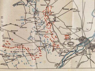 Deutsch-französischer Krieg 1870/71, "Illustrierter Führer durch Metz und über die Schlachtfelder", 35 Seiten mit Stadtplan, Landkarte und Karte über Truppenaufstellung August 1870, 1911, 11 x 16 cm, gebraucht