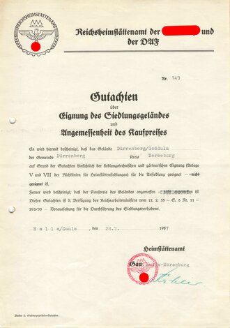 Reichsheimstättenamt der NSDAP und der DAF,...