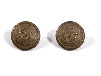 1. Weltkrieg, Paar feldgraue Schulterklappenknöpfe für die Feldbluse, 18 mm
