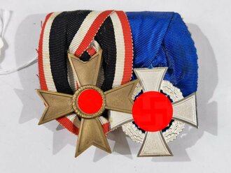Ordenspange Kriegsverdienstkreuz 2.Klasse und Treudienstehrenzeichen für 25 Jahre. Sehr guter Zustand