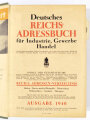 "Deutsches Reichs-Adressbuch für Industrie, Gewerbe, Handel", Ausgabe 1940, Sempel: Rheinschiffahrt AG Mannheim, 2188 Seiten, 30 x 21 x 10 cm, gebraucht, HAKENKREUZ ENTFERNT