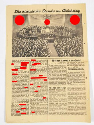 "Das 12 Uhr Blatt", 22. Jahrgang,  20. Juli 1940, gebraucht, gelocht