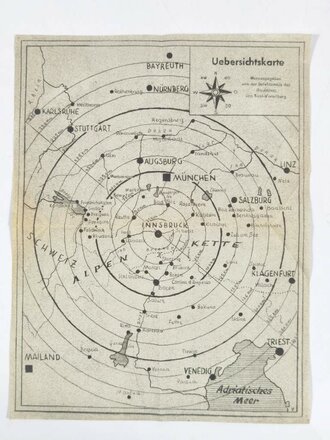 "Uebersichtkarte", Luftraum Innsbruck, Gauleitung Tirol-Voralberg, 39 x 31 cm, guter Zustand