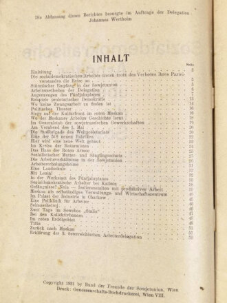 "Sozialdemokratische Arbeiter über die Sowjetunion", Bund der Freunde der Sowjetunion Wien, 1931, 56 Seiten, DIN A5, gebraucht