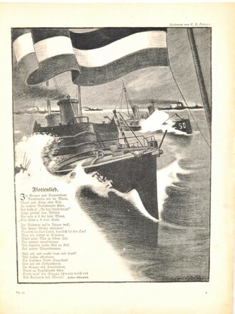 1. Weltkrieg, "9. Kriegs-Nummer Lustige Blätter", No. 40, XXIX. Jahrgang, 7. Oktober 1914, 14 Seiten. 32 x 25 cm, gebraucht, Titelblatt eingerissen
