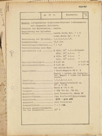 Luftwaffe, Konvolut Schulungsunterlagen, u.a. Höhere Flugtechnische Schule Jüterborg, Jumo 211, Bramo 323, inkl.Technische Zeichnungen, ca. 100 Seiten, um 1940, gebraucht