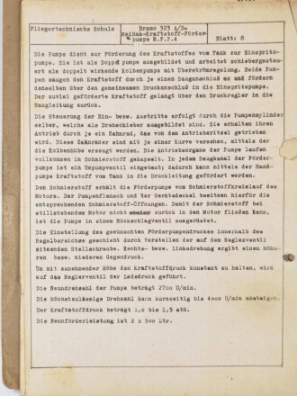 Luftwaffe, Konvolut Schulungsunterlagen, u.a. Höhere Flugtechnische Schule Jüterborg, Jumo 211, Bramo 323, inkl.Technische Zeichnungen, ca. 100 Seiten, um 1940, gebraucht