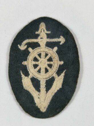 Pionier, Ärmelabzeichen für Steuermann / Sturmbootführer der Wehrmacht. Frühes Stück auf dunkelgrünem Untergrund
