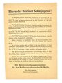 Luftschutz, Flugblatt/Wandanschlag "Eltern der Berliner Schuljugend!", Dr. Goebbels, ohne Jahr, ca. DIN A4, gebraucht