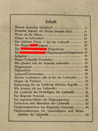 "Fliegen Deutsches Schicksal", Reichsamt Deutsches Volkbildungswerk, 1941, mit Unterrichtshilfe, 64 Seiten, 1941, ca. DIN A5, gebraucht