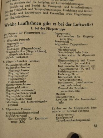 "Fliegen Deutsches Schicksal", Reichsamt Deutsches Volkbildungswerk, 1941, mit Unterrichtshilfe, 64 Seiten, 1941, ca. DIN A5, gebraucht