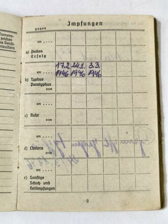 Soldbuch für einen Stabsfeldwebel im Pionier Btl. 719. Zweitschrift ausgestellt am 14.April 1945, eingetragene Auszeichnungen: