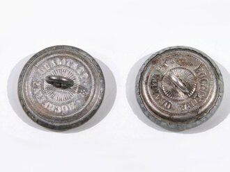 Preussen, Paar feldgraue Knöpfe für den Waffenrock der Beamten, Durchmesser 24 mm