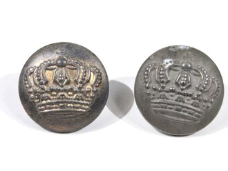 Kaiserreich, Paar silberfarbene Knöpfe für den Waffenrock, Durchmesser 23 mm