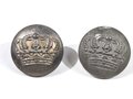 Kaiserreich, Paar silberfarbene Knöpfe für den Waffenrock, Durchmesser 23 mm
