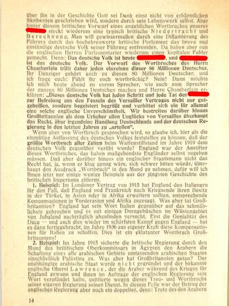 Ostpreußen, "Die Danziger Rede (...)", Ribbentrop, 24. Oktober 1939, 15 Seiten, DIN A5, guter Zustand