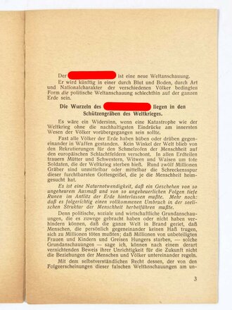 SA, "Warum SA ?", Rede Ernst Röhms vom 7. Dezember 1933, 13 Seiten, ca. DIN A5, einige Seiten unten leicht eingerissen, sonst guter Zustand