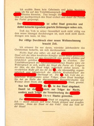 SA, "Warum SA ?", Rede Ernst Röhms vom 7. Dezember 1933, 13 Seiten, ca. DIN A5, einige Seiten unten leicht eingerissen, sonst guter Zustand