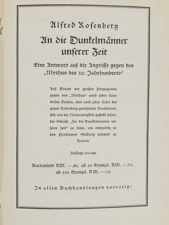 "Protestantische Rompilger, Der Verrat an Luther (...)", Alfred Rosenberg,1937, 86 Seiten, ca. DIN A5, gebraucht