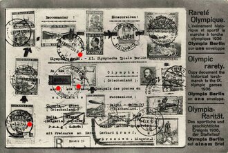 WHW, Französische Postkarte "Rarete Olympique", Rückseite: Briefmarke und Stempel WHW Wien 26.3.1939, 10,5 x 15 cm