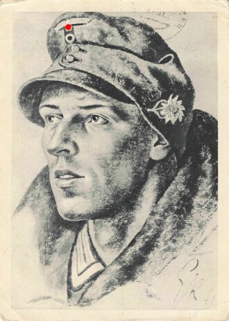 Postkarte "Kriegsberichter Kretschmann", Gebirgsjäger, gelaufen, 10,5 x 15 cm