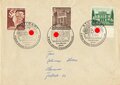 Winterhilfswerk  Briefumschlag mit Briefmarken und Stempeln" Stuttgart - Stadt der Auslandsdeutschen - 7. WHW-Reichs-Straßensammlung", 30.3.1941, 10,5 x 15 cm
