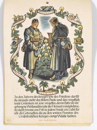 NSDAP, Adventskalender "Vorweihnachten", Thea Haupt, Zentralverlag der NSDAP, 32 Blätter, 16 x 23 cm, fleckig, sonst guter gebrauchter Zustand