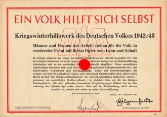 Winterhilfswerk  Flugblatt/Wandanschlag "Ein Volk...