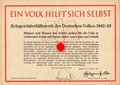 Winterhilfswerk  Flugblatt/Wandanschlag "Ein Volk hilft sich selbst", Kriegswinterhilfswerk 1942/43, Berlin 1. September 1942, DIN A4, gefaltet, guter Zustand