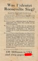 Großbritannien 2. Weltkrieg, " Was bedeutet Roosevelts Sieg", Flugblatt 417, Einsatzzeit 1939-1941, gelocht, gefaltet, fleckig