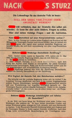 Großbritannien 2. Weltkrieg, "Nach Hitlers Sturz", Flugblatt G.39, Einsatzzeit 1942