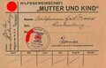 NSV Ausweis, Hilfswerk Mutter und Kind, Mitgliedskarte, Ortgruppe Liebenburg, 9 x 14 cm, sehr guter Zustand