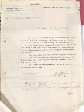 Luftwaffe, Papier Konvolut eines Regierungsoberinspektor