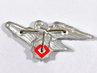 Reichsluftschutzbund, Adler aus Leichtmetall für die Schirmmütze, das Hakenkreuz vollständig geschwärzt