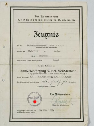 Feldgendarmerie III.Reich, Nachlass eines Heeresangehörigen der 1938 zur motorisierten Gendarmerie Bereitschaft und später zur Feldgendarmerie wechselte.