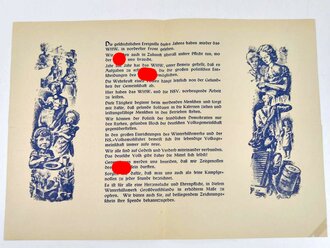 Winterhilfswerk Faltblatt 1939/40 "Spendenschreiben" 4-seitig, DIN A4, geknickt